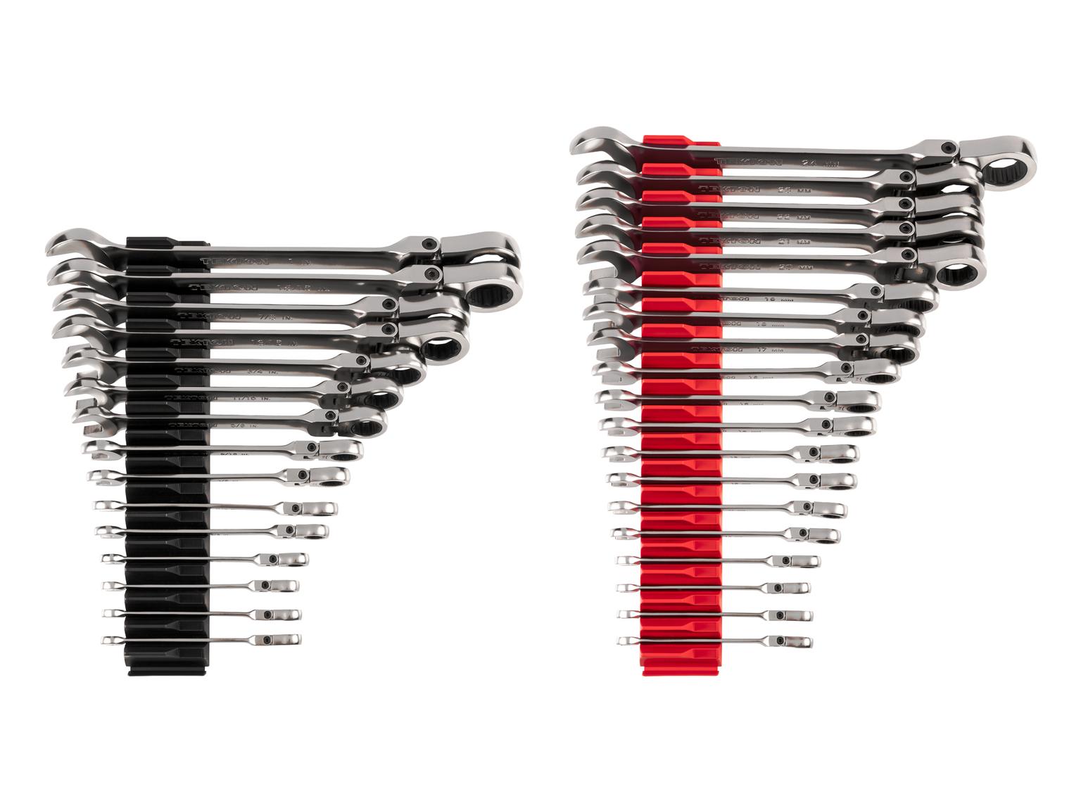 Flex Head 12-Point Ratcheting Combination Wrench Set with Modular Organizers, 34-Piece (1/4-1 in., 6-24 mm)